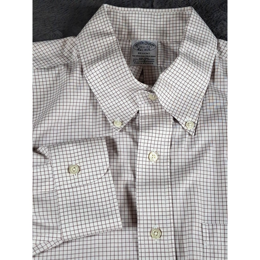 Brooks Brothers Mens Shirt 16 X 33 Micro Window Pain Pima Cotton Regent